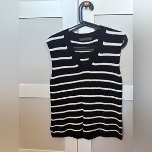 Suzy Shier Black and White Striped Knit Top